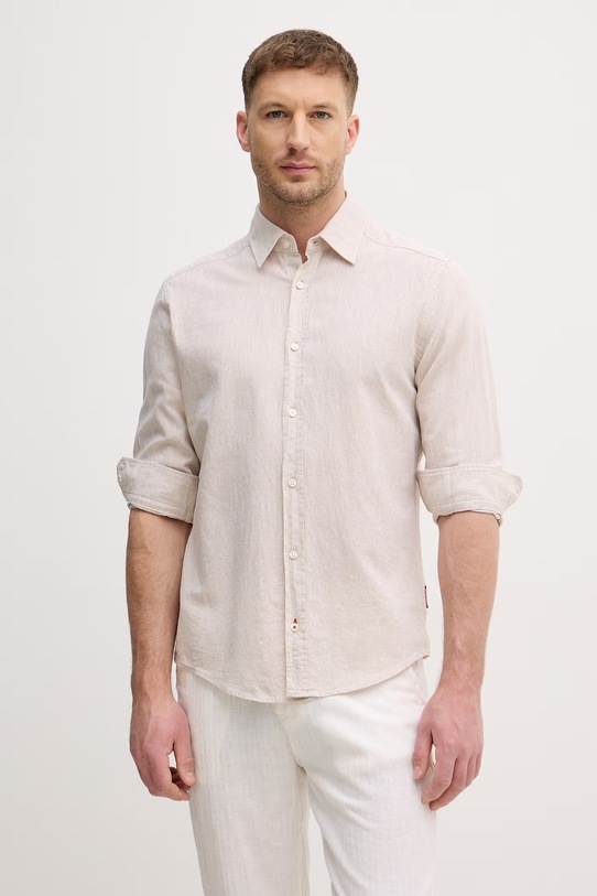 Joop! koszula męska lniana beżowy 30102480