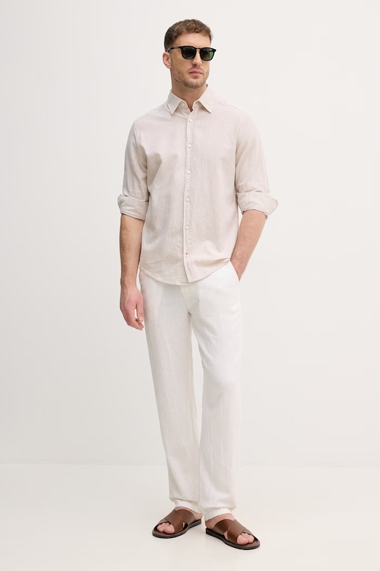 Joop! koszula męska lniana 30102480 beżowy SS26