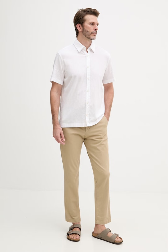 Joop! koszula męska z lnem 30102486 beżowy SS26