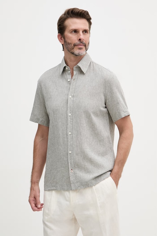 Joop! koszula męska z lnem zielony 30102486