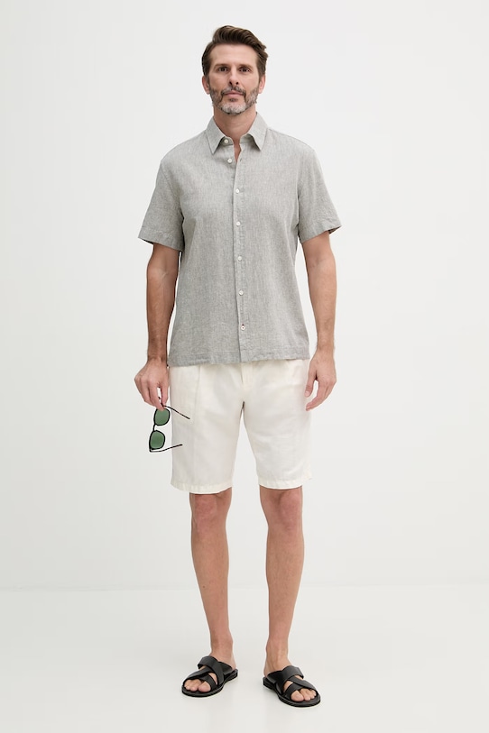 Joop! koszula męska z lnem 30102486 zielony SS26