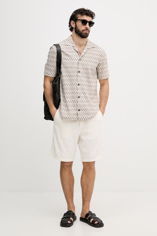 Joop! koszula męska z bawełną 30102538 beżowy SS26