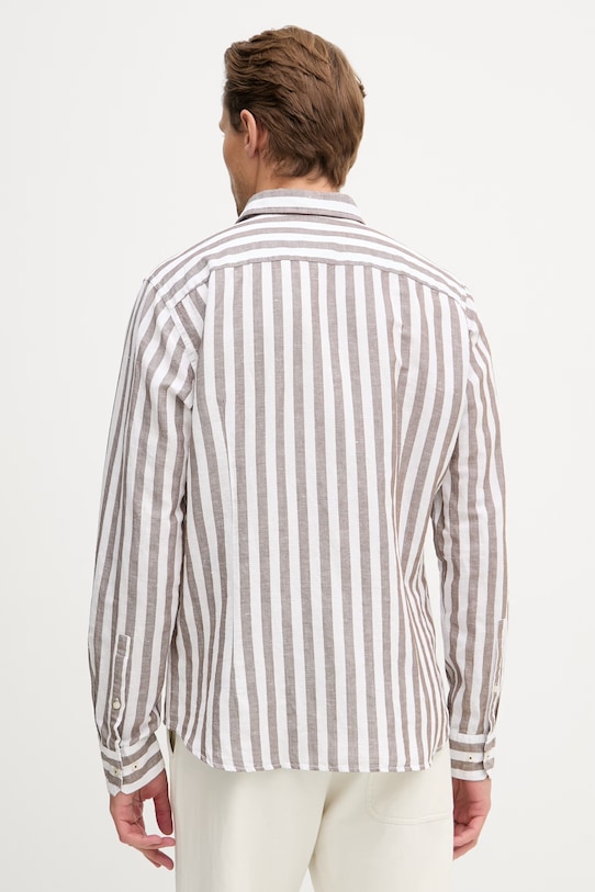 Odzież Joop! koszula męska z lnem 30102693 brązowy