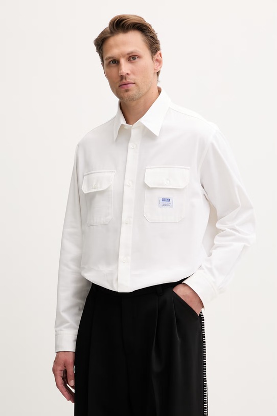 HUGO Blue koszula męska bawełniana Ekynone beżowy 50520001