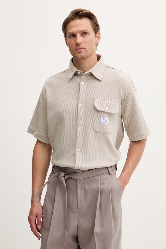 HUGO Blue koszula męska z bawełną Ebaffino beżowy 50557091