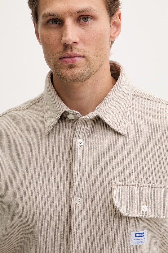 HUGO Blue koszula męska z bawełną Ebaffino beżowy 50557091