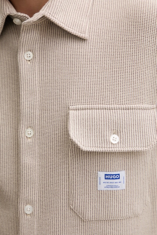 HUGO Blue koszula męska z bawełną Ebaffino 50557091 beżowy
