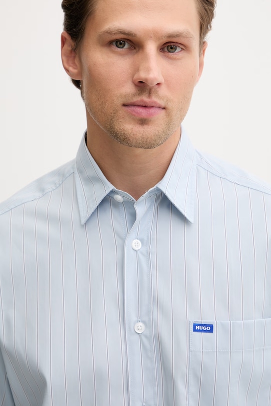 HUGO Blue πουκάμισο ανδρικό βαμβακερό Ebalto μπλε 50560734