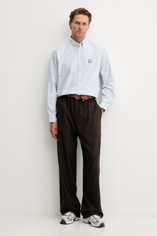 HUGO Blue πουκάμισο ανδρικό βαμβακερό Ebalto_BD 50561280 μπλε SS26