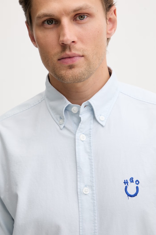 HUGO Blue πουκάμισο ανδρικό βαμβακερό Ebalto_BD μπλε 50561280