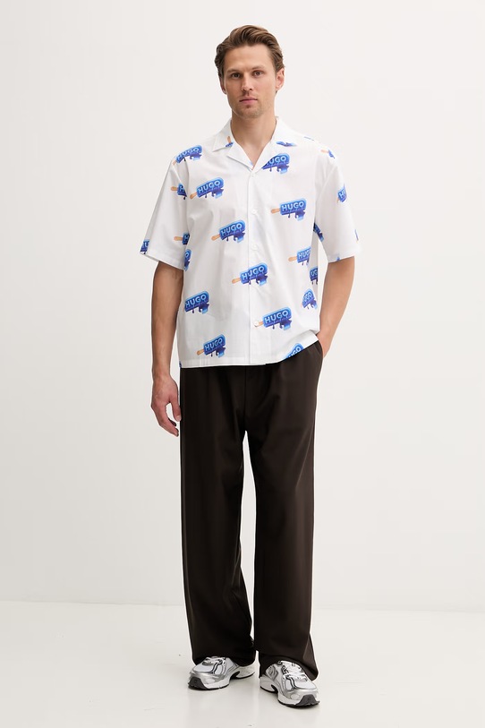 HUGO Blue πουκάμισο ανδρικό βαμβακερό Eligino 50561691 λευκό SS26