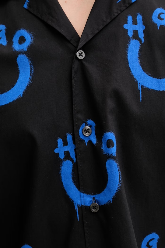 HUGO Blue πουκάμισο ανδρικό βαμβακερό Eligino 50561691 μαύρο