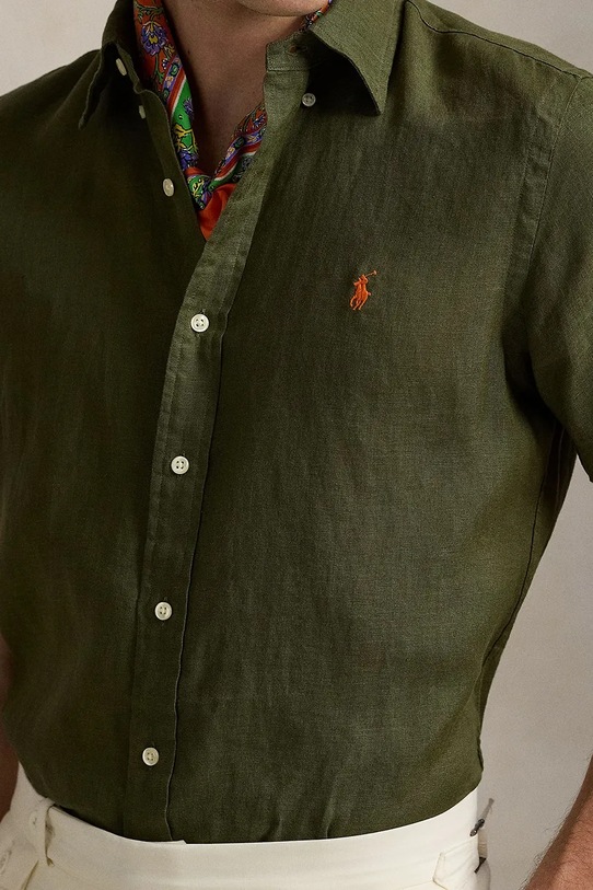 Polo Ralph Lauren koszula lniana LINEN V1-CUBDPPCS zielony 710968912002