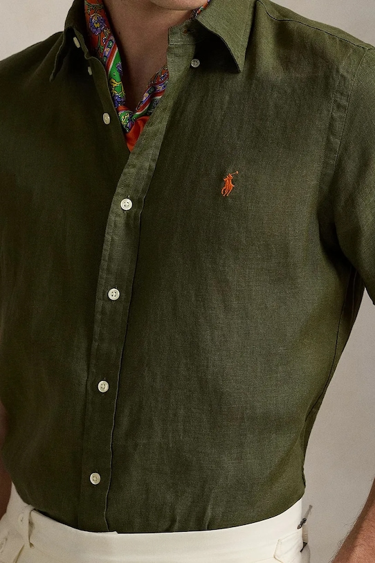 Polo Ralph Lauren koszula lniana LINEN V1-CUBDPPCS zielony 710968912002