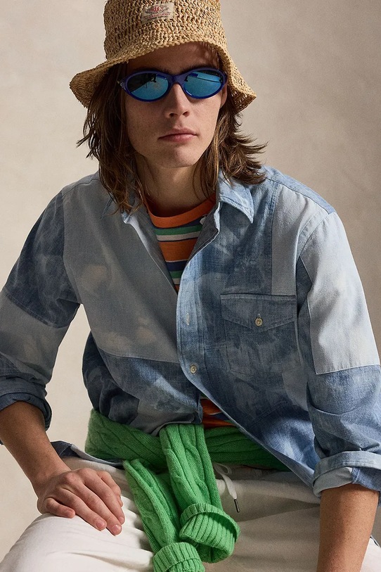 Polo Ralph Lauren koszula bawełniana CHAMBRAY-WVN-SHIRT niebieski 710B14260001