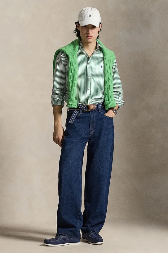 Odzież Polo Ralph Lauren WASHED BROADCLOTH-WVN-SHIRT koszula bawełniana męska 710B15595003 biały