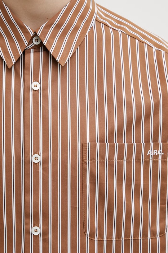 A.P.C. koszula bawełniana Malo Logo brązowy COHLH.H12553