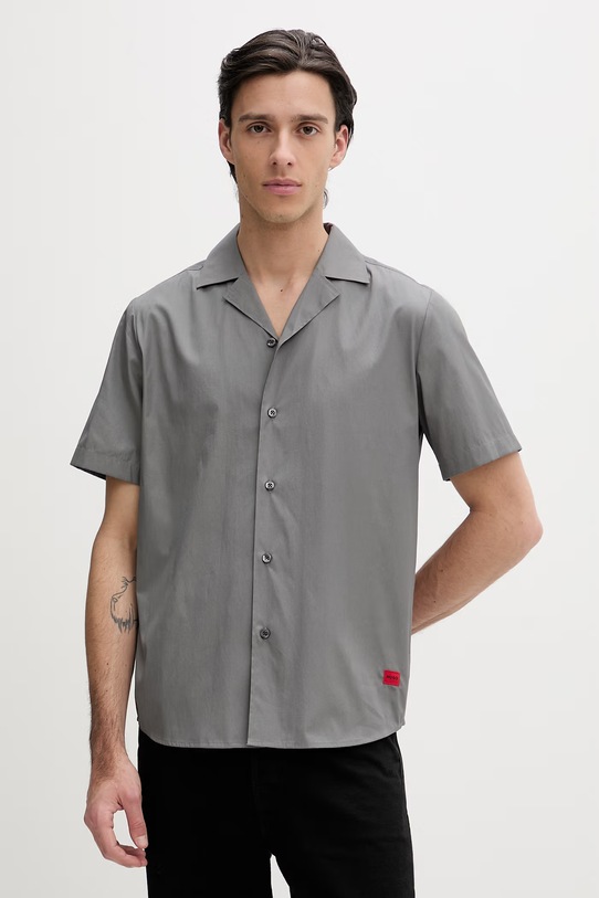 HUGO koszula bawełniana Ellino bawełna szary 50560584