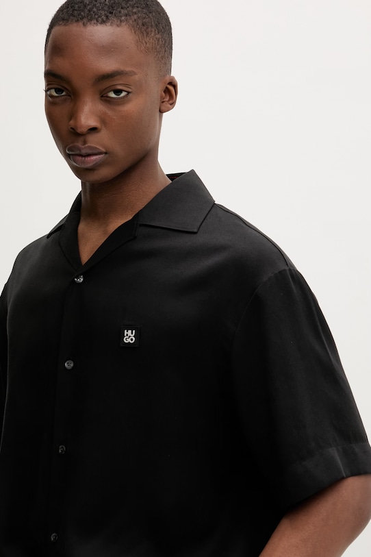 HUGO košeľa pánska z lyocellu Espino čierna 50560593