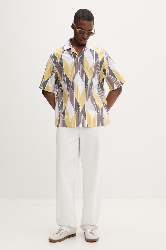 HUGO koszula męska bawełniana Espino 50560606 żółty SS26