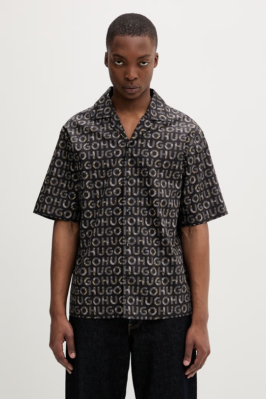 HUGO koszula męska bawełniana Espino czarny 50560606
