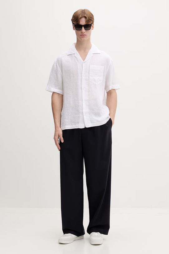 HUGO koszula męska lniana Exolino 50561715 biały SS26