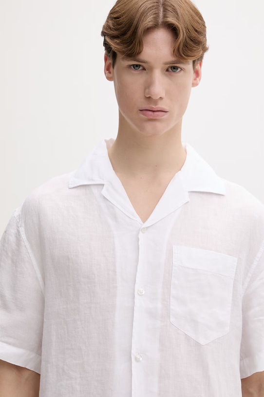 HUGO koszula męska lniana Exolino biały 50561715