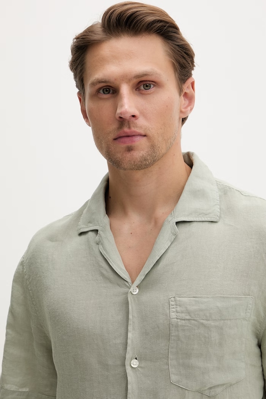 HUGO košeľa pánska ľanová Exolino zelená 50561715