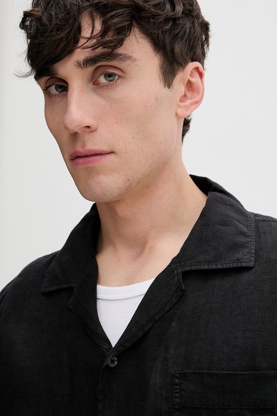 HUGO camicia da uomo in lino Exolino nero 50561715