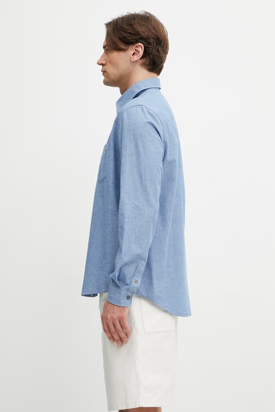 A.P.C. En Lin koszula męska z bawełną COHNN.H12648 niebieski SS26