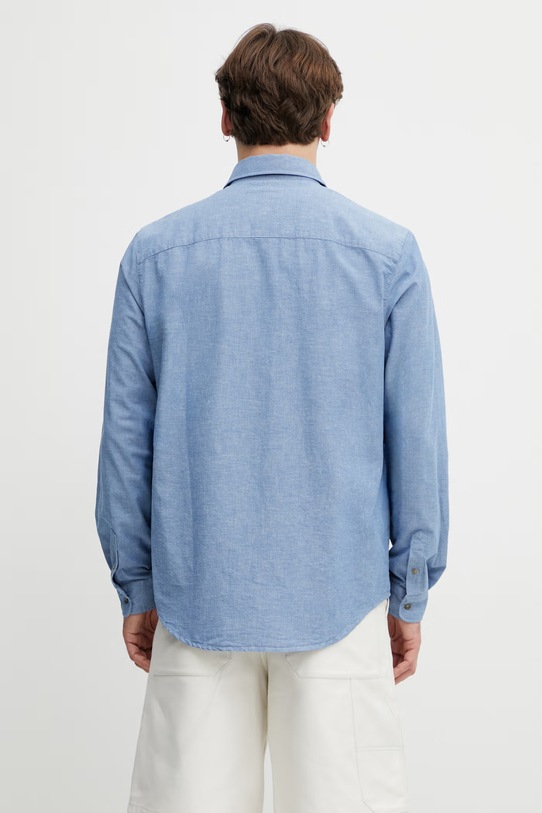 Odzież A.P.C. En Lin koszula męska z bawełną COHNN.H12648 niebieski