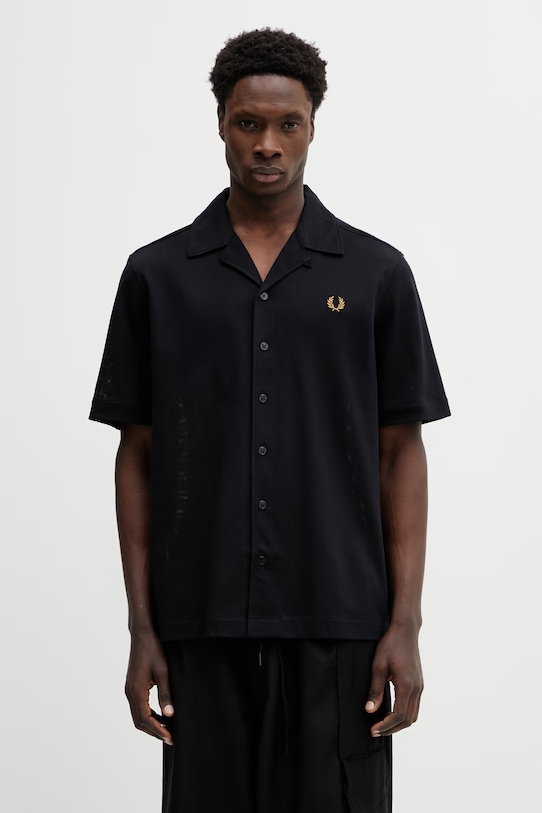 Fred Perry koszula bawełniana bawełna czarny M1745