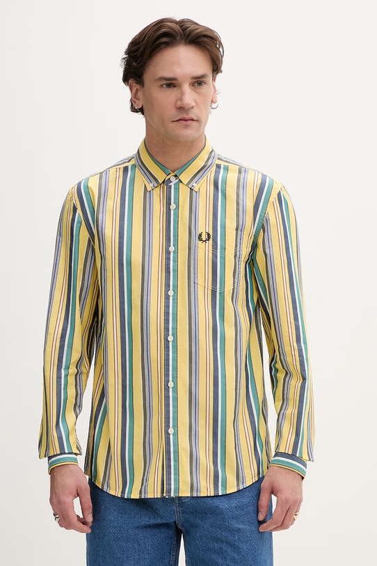 Fred Perry koszula bawełniana wzorzyste żółty M2432