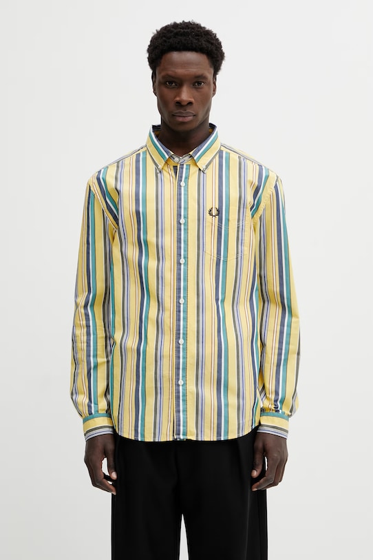 Fred Perry koszula bawełniana wzorzyste żółty M2432