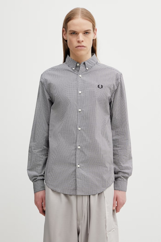 Fred Perry koszula bawełniana wzorzyste czarny M2436