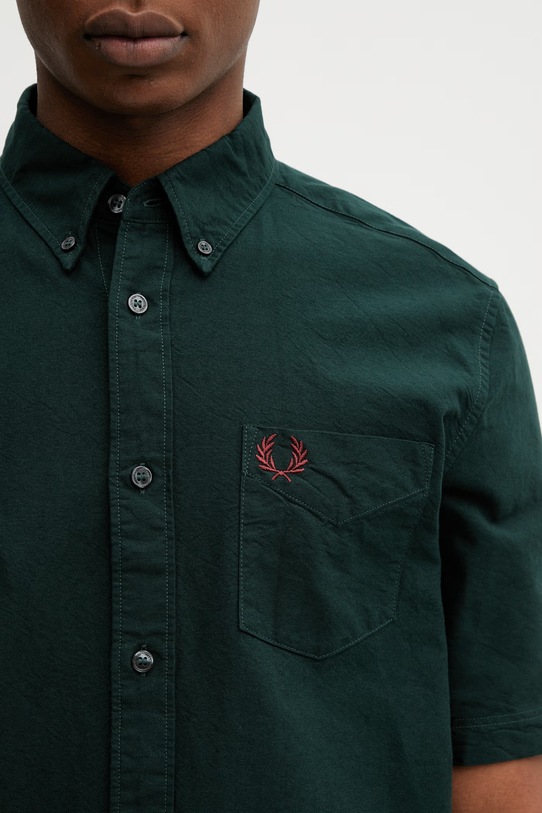 Fred Perry koszula bawełniana zielony M8730
