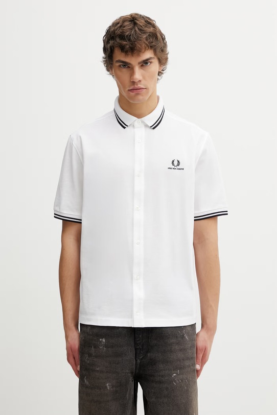 Fred Perry x Kris Van Assche koszula bawełniana męska biały SM2110