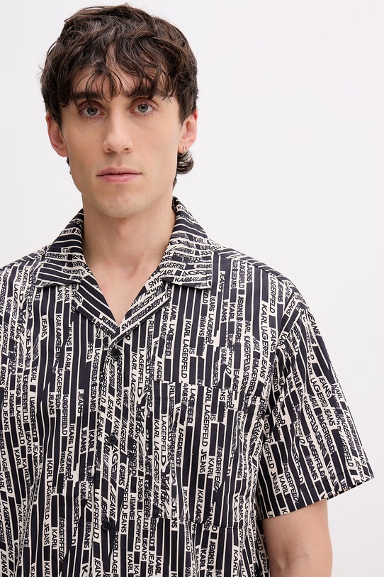 Karl Lagerfeld Jeans koszula męska bawełniana czarny B2M16011