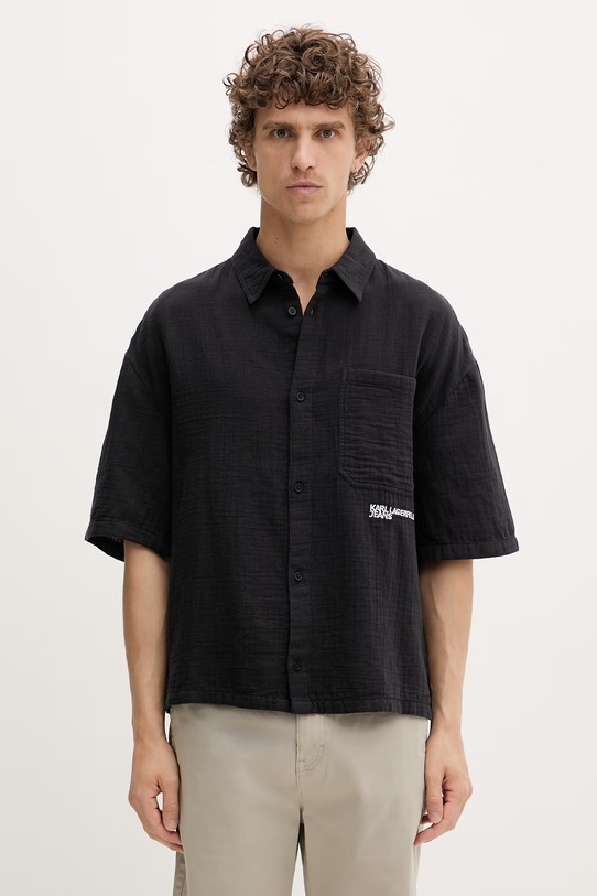 Karl Lagerfeld Jeans koszula męska bawełniana czarny B2M16012