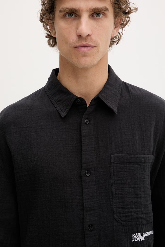 Karl Lagerfeld Jeans koszula męska bawełniana czarny B2M16012