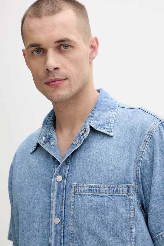 Karl Lagerfeld Jeans koszula męska bawełniana niebieski B2M16013