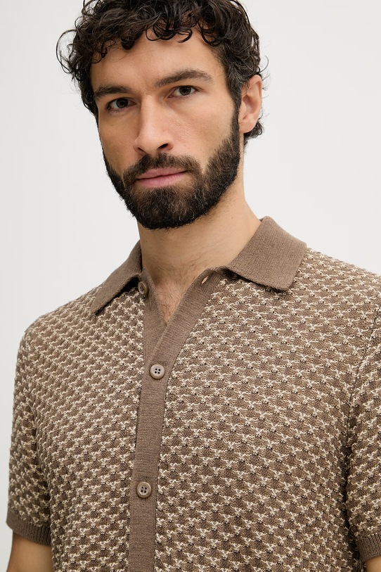 Guess košeľa pánska s prímesou ľanu RYDEN béžová M6GR20.Z0704