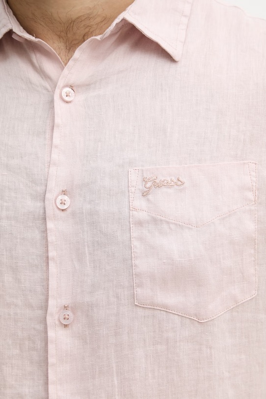 Guess košeľa pánska ľanová M6GH59.W1827 ružová