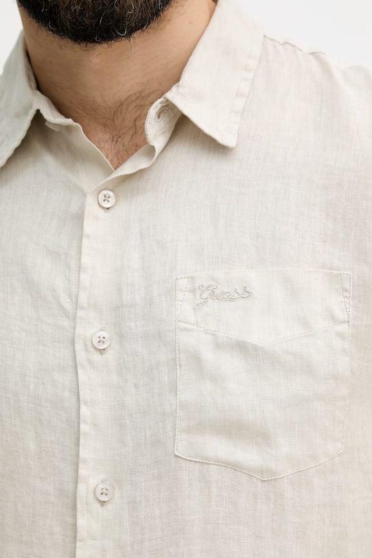 Guess Camicia da uomo in lino M6GH59.W1827 beige