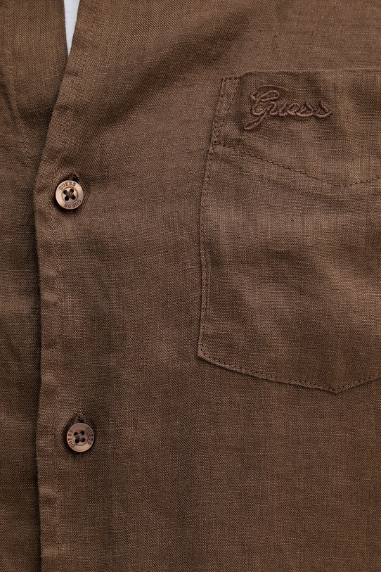 Guess πουκάμισο Ανδρικό λινό M6GH59.W1827 καφέ