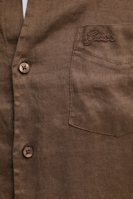 Guess πουκάμισο Ανδρικό λινό M6GH59.W1827 καφέ