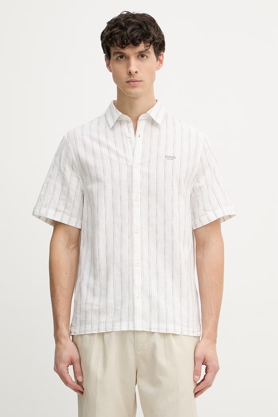 Guess košeľa pánska s ľanom béžová M6GH26.W1716