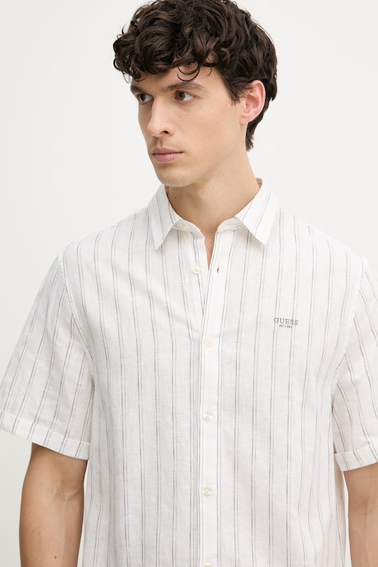 Guess košeľa pánska s ľanom béžová M6GH26.W1716