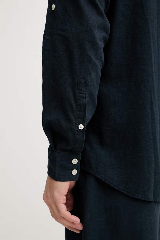 Guess koszula męska lniana F6GH06.WG3L0 granatowy