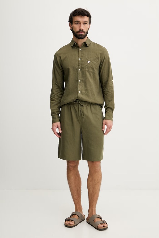 Guess koszula męska lniana F6GH06.WG3L0 zielony SS26